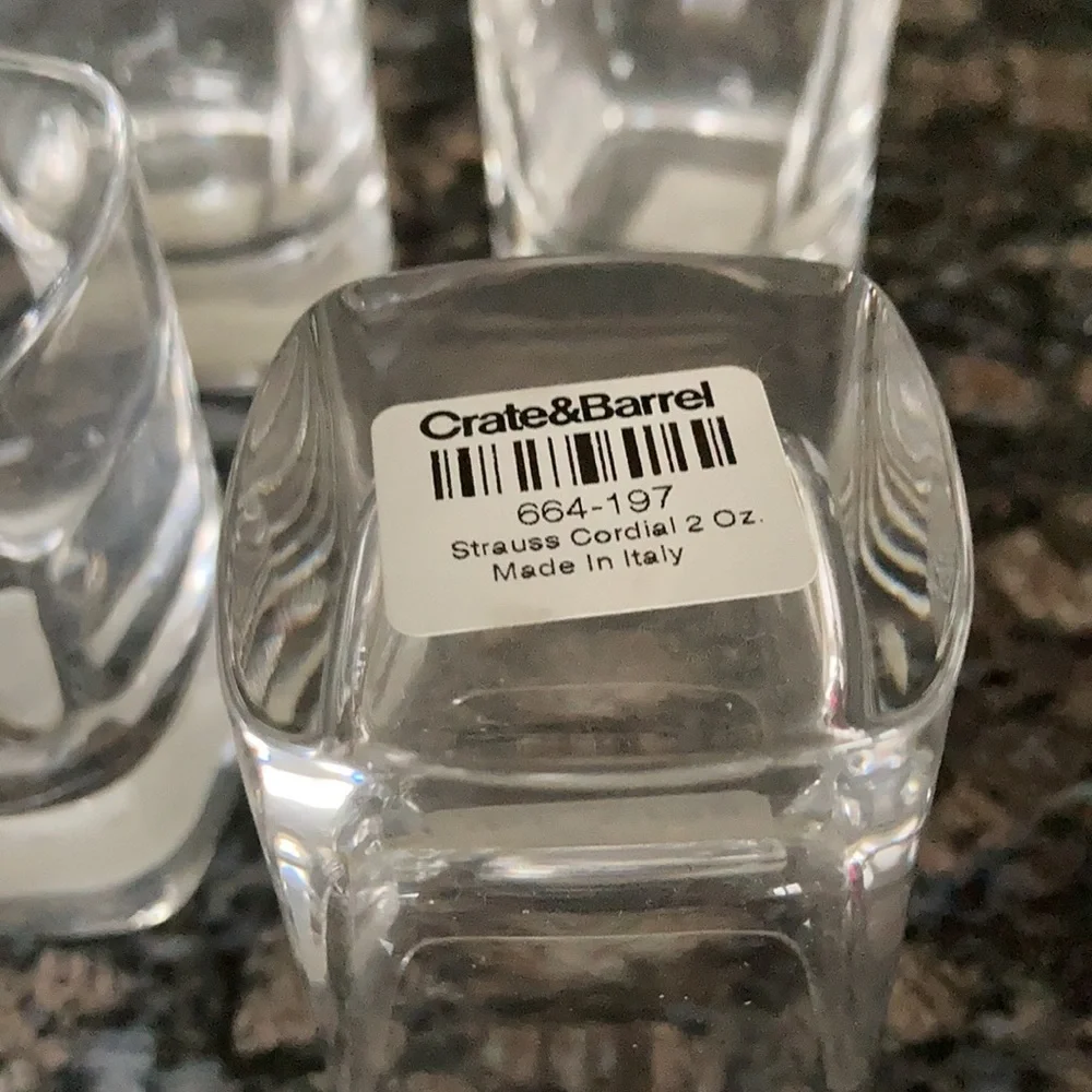 CRATE AND BARREL STAUSS CORDIAL GLASSES 2OZ NWT
